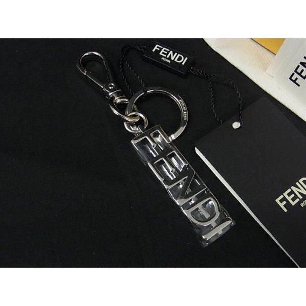 Fendi Key Holder Sling Bag Charm Silver Fr1701